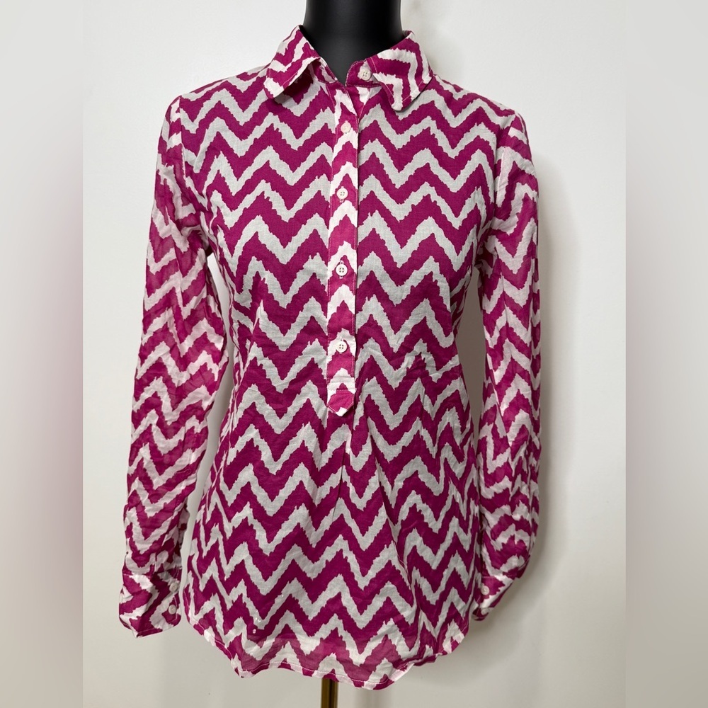 Dalia Collection Pink and White Women’s ‎ Button Down Shirt